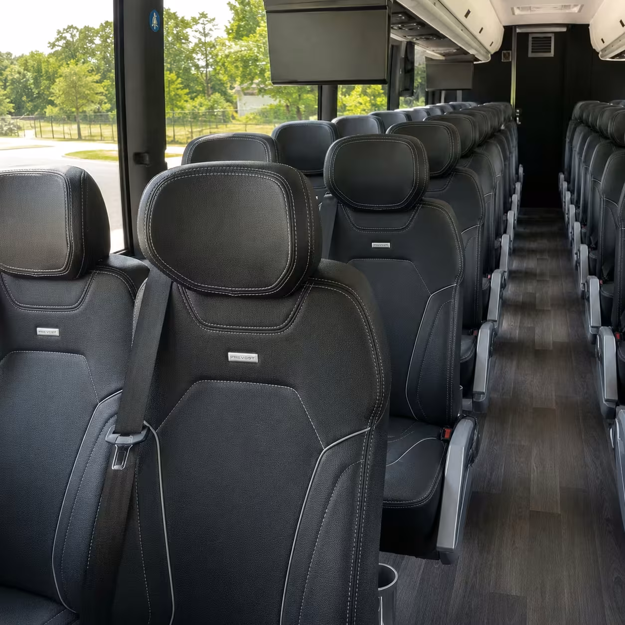 plano charter bus rental interior