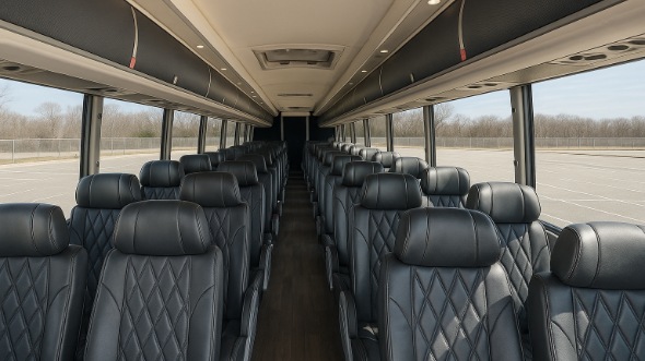 plano 56 passenger charter bus inside